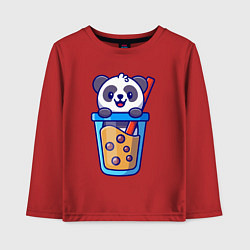 Лонгслив хлопковый детский Панда в стаканчике, цвет: красный