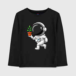Лонгслив хлопковый детский Космонавт флорист, цвет: черный