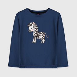 Лонгслив хлопковый детский Маленькая зебра, цвет: тёмно-синий