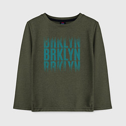 Лонгслив хлопковый детский Brklyn, цвет: меланж-хаки