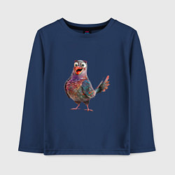 Лонгслив хлопковый детский Удивленный сизый голубь, цвет: тёмно-синий