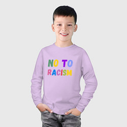 Лонгслив хлопковый детский No to racism, цвет: лаванда — фото 2