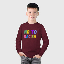 Лонгслив хлопковый детский No to racism, цвет: меланж-бордовый — фото 2