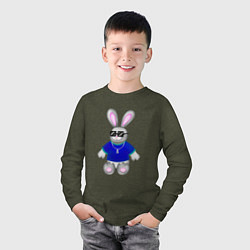 Лонгслив хлопковый детский Кролик с цепочкой, цвет: меланж-хаки — фото 2
