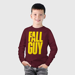 Лонгслив хлопковый детский The fall guy logo, цвет: меланж-бордовый — фото 2