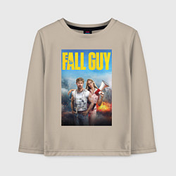 Лонгслив хлопковый детский Ryan Gosling and Emily Blunt the fall guy, цвет: миндальный