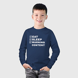 Лонгслив хлопковый детский Есть спать Cantent Warning, цвет: тёмно-синий — фото 2