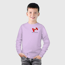Лонгслив хлопковый детский Im Canadian - motto, цвет: лаванда — фото 2