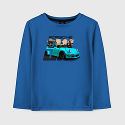 Лонгслив хлопковый детский Немецкий спортивный автомобиль Порше, цвет: синий