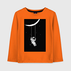 Лонгслив хлопковый детский Космонавт на качелях планета, цвет: оранжевый