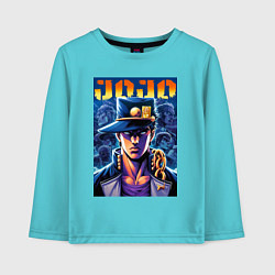 Лонгслив хлопковый детский Jojo - Jotaro Kujo ai art, цвет: бирюзовый