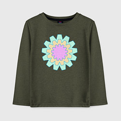 Лонгслив хлопковый детский Круговые фигуры, цвет: меланж-хаки