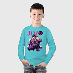 Лонгслив хлопковый детский Джотаро Куджо - нейросеть, цвет: бирюзовый — фото 2