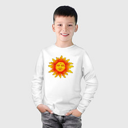 Лонгслив хлопковый детский Огненное солнце, цвет: белый — фото 2