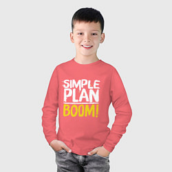 Лонгслив хлопковый детский Simple plan - boom, цвет: коралловый — фото 2