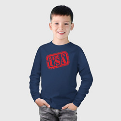 Лонгслив хлопковый детский Made in USA, цвет: тёмно-синий — фото 2