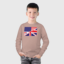 Лонгслив хлопковый детский США и Великобритания, цвет: пыльно-розовый — фото 2
