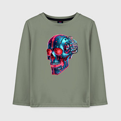Лонгслив хлопковый детский Metal cyber skull - ai art, цвет: авокадо