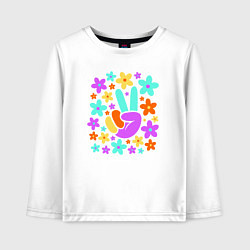 Лонгслив хлопковый детский Flower peace, цвет: белый