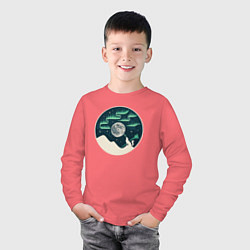 Лонгслив хлопковый детский Vinyl wolf, цвет: коралловый — фото 2