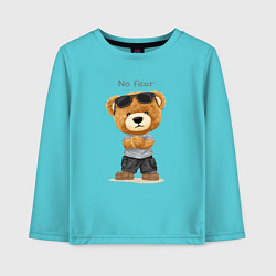 Лонгслив хлопковый детский Плюшевый медвежонок - бесстрашный, цвет: бирюзовый