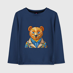 Лонгслив хлопковый детский Медведь в стиле Ван Гога, цвет: тёмно-синий