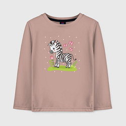 Лонгслив хлопковый детский Зебра и бабочки, цвет: пыльно-розовый