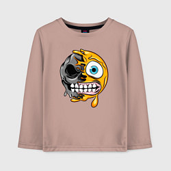 Лонгслив хлопковый детский Зубастый смайлик, цвет: пыльно-розовый