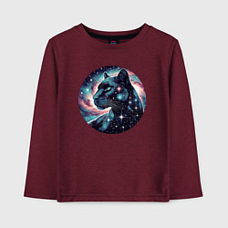 Лонгслив хлопковый детский Звёздная пантера - нейросеть, цвет: меланж-бордовый