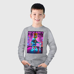Лонгслив хлопковый детский Neon Bart - with skateboard ai art fantasy, цвет: меланж — фото 2