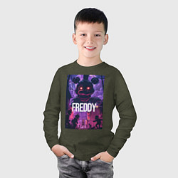 Лонгслив хлопковый детский Freddy - мишка Фредди, цвет: меланж-хаки — фото 2