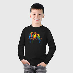 Лонгслив хлопковый детский Разговор попугаев, цвет: черный — фото 2