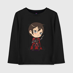 Лонгслив хлопковый детский Арт на аниме владыка демонов и его девушка эльфийк, цвет: черный
