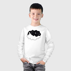 Лонгслив хлопковый детский Космическая девушка на облаке, цвет: белый — фото 2