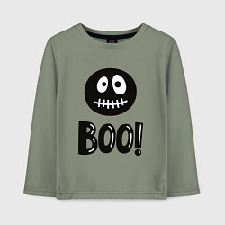 Лонгслив хлопковый детский Страшный черный смайлик: Буу!, цвет: авокадо