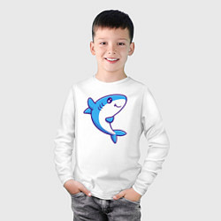 Лонгслив хлопковый детский Дружелюбная акула, цвет: белый — фото 2