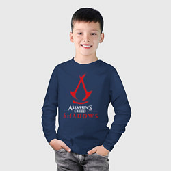 Лонгслив хлопковый детский Assassins creed shadows logo, цвет: тёмно-синий — фото 2