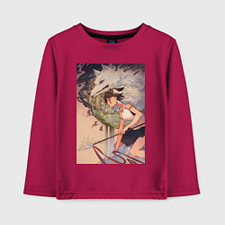 Лонгслив хлопковый детский Принцесса Мононоке - волк Моро, цвет: маджента