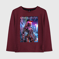 Лонгслив хлопковый детский Cyber Barbie - neon glow fantasy, цвет: меланж-бордовый