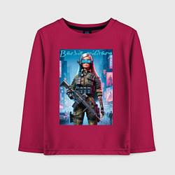 Лонгслив хлопковый детский Barbie military - special forces, цвет: маджента