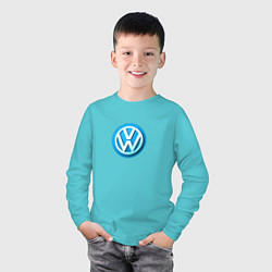 Лонгслив хлопковый детский Volkswagen logo blue, цвет: бирюзовый — фото 2