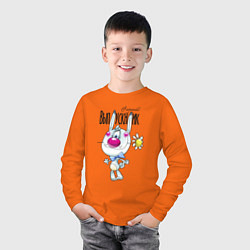 Лонгслив хлопковый детский Заяц - лучший выпускник, цвет: оранжевый — фото 2