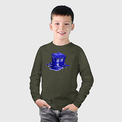 Лонгслив хлопковый детский Tardis ink, цвет: меланж-хаки — фото 2