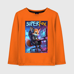 Детский лонгслив Super fox gamer - ai art fantasy