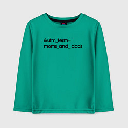 Лонгслив хлопковый детский Utm term moms and dads, цвет: зеленый
