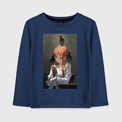 Лонгслив хлопковый детский Человек-бензопила Макима вороны, цвет: тёмно-синий