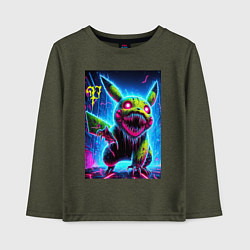 Лонгслив хлопковый детский Pikachu - nightmare ai art fantasy, цвет: меланж-хаки