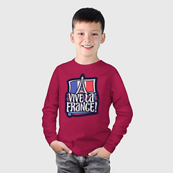 Лонгслив хлопковый детский Viva la France, цвет: маджента — фото 2