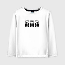 Детский лонгслив Три панды смотрят в разные стороны