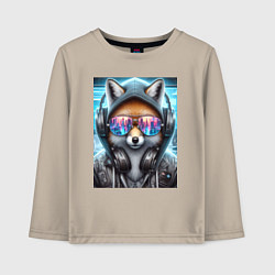 Лонгслив хлопковый детский Urban fox - ai art, цвет: миндальный